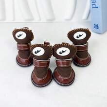 4pcs/Set Thick Warm Dog Boots With Soft Soles, Adjustable Hook And Loop, Suitable For Indoor/Outdoor Wear In Autumn/Winter For Small Dog Breeds Like Poodle, Bichon Frise, Pomeranian, Shih Tzu, Chihuahua - Multicolor - View 6