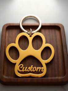 1PC A Special Stainless Steel Paw Keychain - Personalized Engraved Dog Paw Print Pendant Keychain With Ring Buckle - Cute Animal Pattern Accessory - Multicolor - View 5