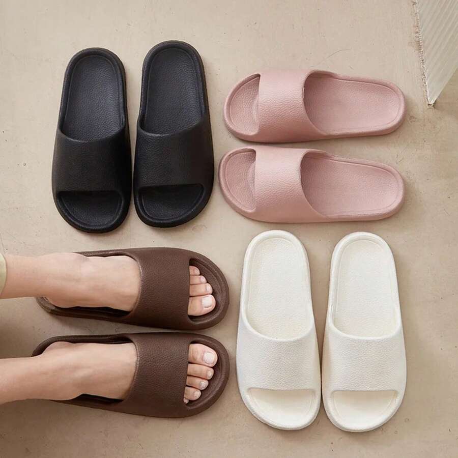 Zapatillas de Verano Ligeras de EVA para Mujeres, Sandalias de Interior, Zapatos Cómodos para Baño y Ducha para el Hogar y Parejas, Ropa Casual - Marrón - Ver 1