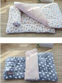 Esterilla acolchada y esponjosa para cama de gato, colchoneta para dormir de gato, cama para perro de felpa de coral con relleno de algodón, manta cálida para cama - Multicolor - Ver 4