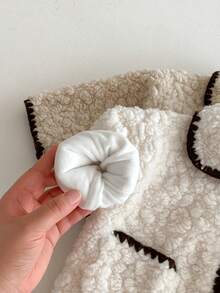 1pc Baby Girls Outdoor Casual Thermal Lined Warm Jacket, Winter - White - View 9