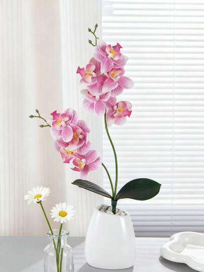 1/80 Bundle Artificial Phalaenopsis Orchid Silk Flower Bouquet, Fake Plants, Suitable For Spring Wedding Vases, Home Decor In Living Room, Bedroom, Mother's Day, Valentine's Day, Holiday Birthday Party, Outdoor Garden Decoration
