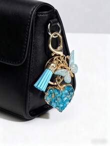 3pcs/Set Bohemian Butterfly And Tassel Pendant Keychain, Valentine's Day Car Accessory, Backpack Accessory, Suitable For School Use. Love Style, Cute Gothic Style, Y2K Style, An Excellent Gift Choice For Christmas And Valentine's Day. Bag Accessory, Pendant, With An ID Card Holder. Car Accessory, Backpack Accessory, Pendant - Multicolor - View 3