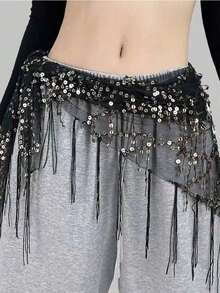 1件 140cm*80cm 女士肚皮舞服装亮片流苏三角肚皮舞臀巾 女士泰式/阿拉伯舞裙腰带 - 彩色 - 查看 13