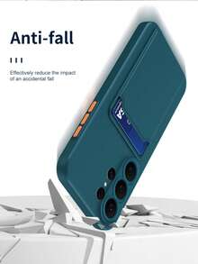 Hadaasi 1pc Deep Green Detachable Card Slot Liquid Silicone Soft Touch Contrast Color Button Slim Cute Phone Case Compatible With Apple, Compatible With Galaxy, 13T, Compatible With Redmi, Compatible With Honor,International Version, Not The Domestic Version - Dark Green - View 10