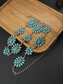 椭圆形绿松石优雅女士时尚腰链 - 多色 - 查看 4