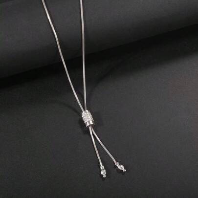 1 件毛衣链服装配饰韩国时尚棒形水钻吊坠项链女士长项链