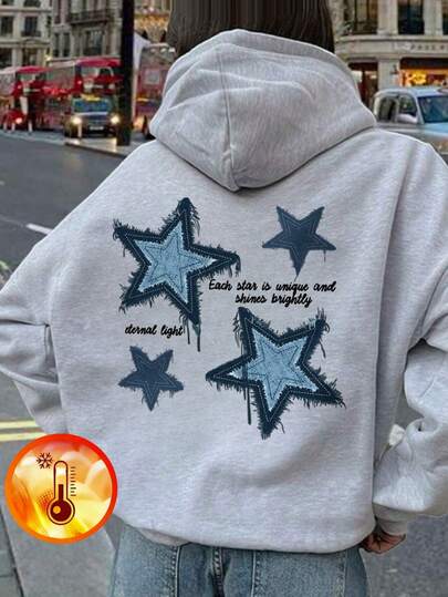 A Casual Printed Hoodie For Girls And Children, Hooded Sweatshirt For Autumn And Winter Students, Long Sleeved With Plush And Thick Top - Cool And Fun Hooded Sweatshirt With Stars, Celebrating The Joy Of Childhood! Hoodies Tween Girl Clothes Tween Girl Clothes Girls