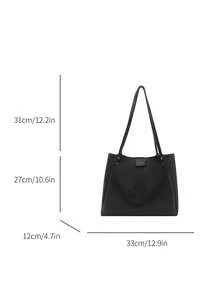 New Elegant Patchwork PU Leather Tote Bag, Simple Fashion Foldable Large Capacity Handbag For Women, Daily Work Commute Travel Casual Bag, Great Gift For Mom