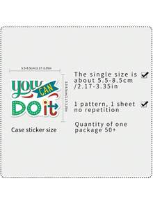50张励志语录贴纸，涂鸦装饰贴纸，防水乙烯基贴纸，适用于水瓶、汽车、杯子、电脑、吉他、自行车、摩托车、滑板、头盔、行李箱、日记本等，DIY剪贴簿材料，美观贴纸套装 - 彩色 - 查看 9