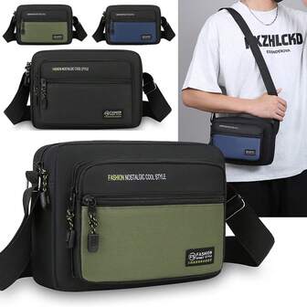 Bolso de hombro ajustable para hombres, bolso de mensajero de un solo hombro para senderismo y ciclismo al aire libre, bolso de pecho de tela Oxford
