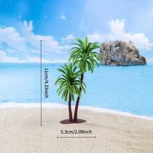 5PCS 2.76inch Mini Architectural Sandbox Model Coconut Tree Set - Realistic Beach Landscape Model Double Palm Trees, Miniature Landscaping Small Tree Simulation Handmade DIY Finished Tree, Miniature Scene Tree, Train Scene Decoration Accessories, Architectural Design, Sandbox Games, Tabletop Games, Aquarium And Cake Decoration And Craft Projects