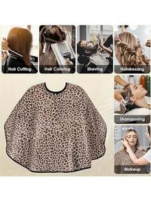 Adjustable Leopard Print Salon Hair Cutting Cape, Professional Hairdressing Accessory - Multicolor - View 5