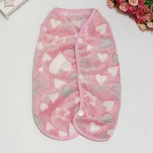 Coral Fleece Heart Pattern Pet Vest, Cute Backless Design, Suitable For All Seasons - Pink - View 10