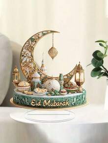 1pc Acrylic Star & Moon Ramadan Decoration, Gold Crescent Moon Shaped Tabletop Decor, Eid Mubarak Ornament, Ramadan Decoration, Islamic Ramadan Ramadan Party Decor, Ramadan Home Decor, Room Decor, Tabletop Decor, Dining Table Decor, Background Decor, Ramadan Party Gift, Ramadan Decoration, Ramadan Gift, Eid Mubarak - Multicolor - View 5