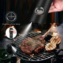 电动盐和胡椒研磨器，可充电式胡椒研磨器，配备 USB 充电线，陶瓷研磨头，自动填充式盐和胡椒研磨器，粗细可调，单手操作，非常适合厨房使用，是完美的节日礼物，厨房必备 | 现代厨房用具 | 耐用塑料 - 彩色 - 查看 9