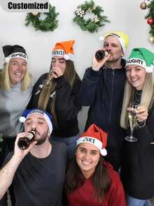 10顶/5顶/1顶 个性化优雅圣诞帽，男女通用经典红色圣诞老人帽，成人圣诞新年派对礼物，圣诞帽，个性化圣诞礼物，圣诞礼物，圣诞装饰品 - 彩色 - 查看 7