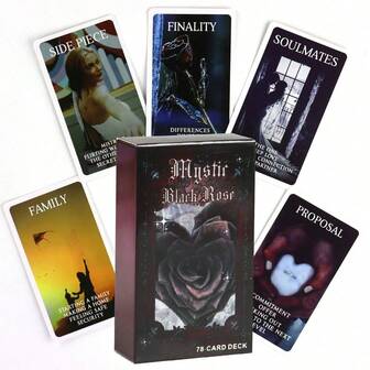 Couple Mystic Black Rose Card Set,78 Cards,Card Game, Involving Emotions, Marriage, Family, Prophecy Of The Future, Realistic Illustration Of Halloween, Christmas, Thanksgiving, Tarot Cards, Oracle Cards