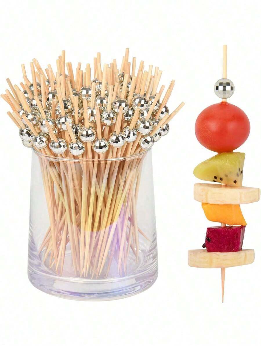 Cocktail Rattles, Disco Ball Decorative Toothpicks, Silver Cocktail ...
