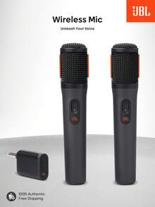 JBL PartyBox 无线麦克风，2 个数字无线麦克风，可充电电池，20 小时播放时间，700mAh，语音清晰，音质明亮，2.4GHz 稳定连接，兼容所有 PartyBox 音箱 - 黑色 - 查看 2
