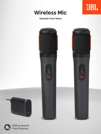 JBL PartyBox 无线麦克风，2 个数字无线麦克风，可充电电池，20 小时播放时间，700mAh，语音清晰，音质明亮，2.4GHz 稳定连接，兼容所有 PartyBox 音箱