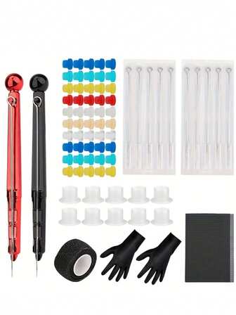 yikexuanli Set de 2 bolígrafos para tatuajes, agujas y accesorios para tatuajes - Para diseño de arte corporal DIY, adecuado para principiantes y artistas profesionales de tatuajes, diseño de arte corporal, suministros de tatuaje