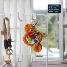 1pc/Bag 3 Types Creative Interesting Novel Fashion Mini Realistic Food Keychains - Egg Tart, Cake, Keyring, Handbag, Wallet, Pendant - Multicolor - View 9