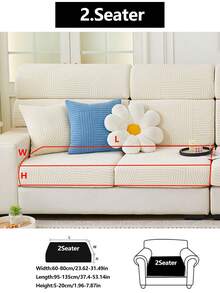 1件装四季通用弹力沙发套，防滑全覆盖沙发座垫，可水洗沙发毯，清新时尚，防尘，宠物友好，适用于卧室、办公室、客厅、L型贵妃椅和1-4人沙发 - 奶油白 - 查看 15