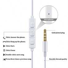 高品质有线耳机，半入耳式，3.5mm插头，高保真耳机，适合旅行、健身、音乐爱好者，带麦克风，高清通话 - 彩色 - 查看 8