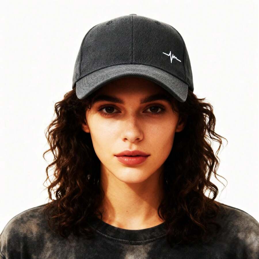 Minimalist EKG Embroidery Baseball Cap, Streetwear, Unisex Casual Sun Hat, Adjustable, Suitable For Daily And Outdoor Wear