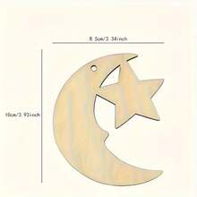 10/20pcs Moon & Star Decorative Wooden Blanks Children's DIY Painting Kit Star-Moon Design Unfinished Wooden Blanks Suitable For Wall Hanging Islamic Eid Al-Fitr Midsummer Night Party Birthday Scenes Party Scene Decorations Lantern Pendants Middle Eastern Festival Ornaments Christmas Decorations, Gift Tags & Handicrafts - Multicolor - View 8