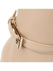 Bota de mujer larga de vestir con tacón ancho y acabado napa tacón medio color beige - Beis - Ver 5