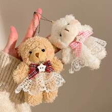 Lindo pequeño oso colgante de alta calidad de dibujos animados Animal llavero de peluche cachorro juguete de peluche muñeca mochila colgante accesorios llavero - F-4298 - Ver 5