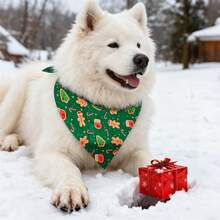 1 pieza Babero con bandana navideña para mascotas, accesorios de ropa para mascotas, babero para babeo de mascota, bufanda para gato, bufanda para perro con borde dorado