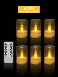 6/12/24 buah Lilin Pilar Akrilik Tanpa Api Berkedip Bertenaga Baterai LED dengan Kontrol Jarak Jauh dan Pengatur Waktu, Cocok untuk Dekorasi Rumah, Hari Raya, Ulang Tahun, Hadiah Ideal (Emas) - Emas - View 9
