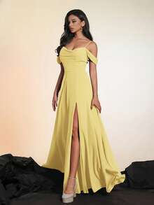 Váy dạ hội sang trọng cao cấp Smilprince - Vàng nhạt - Xem 6