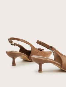 Sexy Brown Pointed Toe Strappy Bow Tie Ankle Strap Stiletto High Heel Sandals, Basic Style For Party, Banquet, Office - Brown - View 5