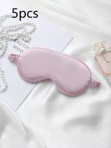 1pc/3pcs/5pcs/10pcs Black, Champagne, Gray, Pink, Green, Blue, Dark Green Double-Sided Silk-Like Breathable Sleep Eye Mask, Relieve Eye Fatigue, Suitable For Girls Nap, Blackout Eye Mask, Non-Tight - Multicolor - View 44