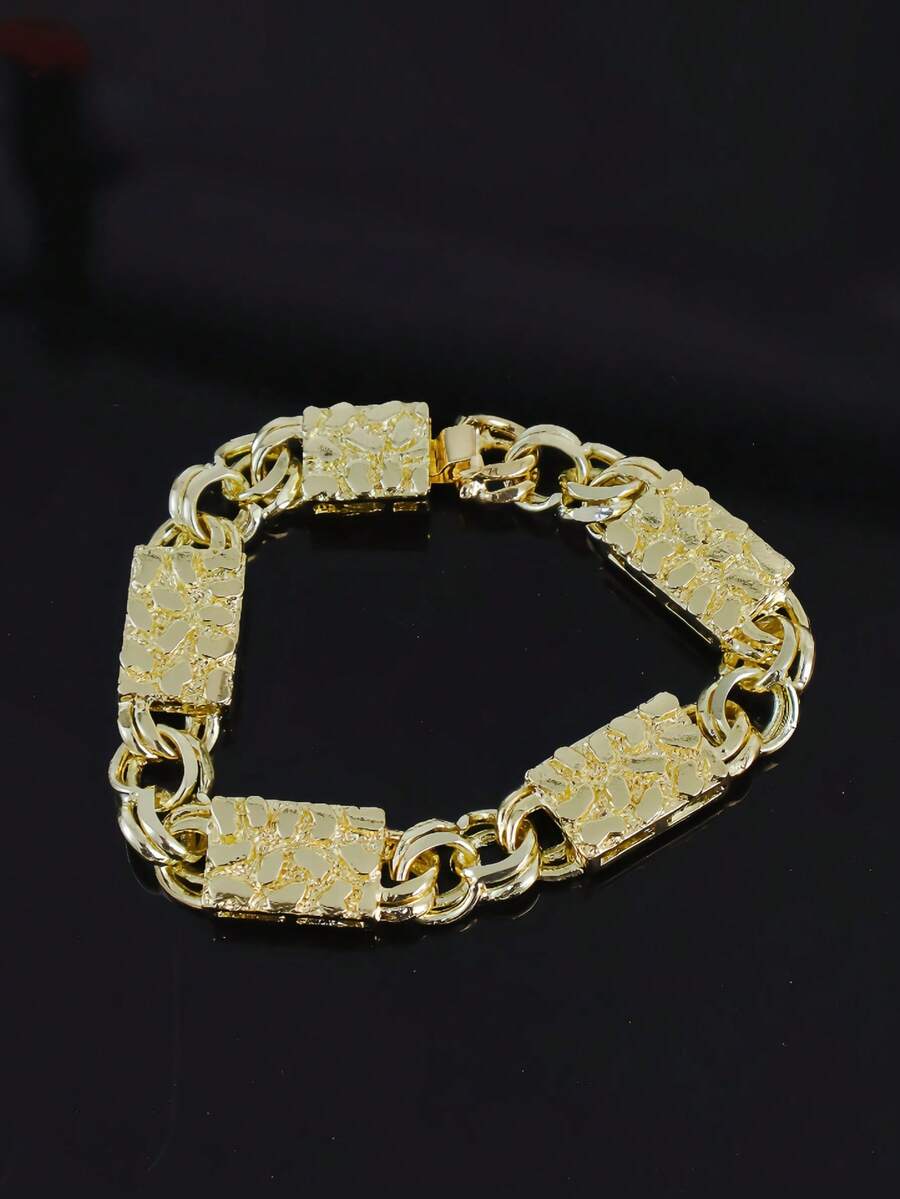 1 قطعة سلسلة رمز اللانهائية مكعب مطلي بالذهب عيار 14 قيراط، سوار للرجال والنساء بطول 8 بوصة - مكعب - مشاهدة 1