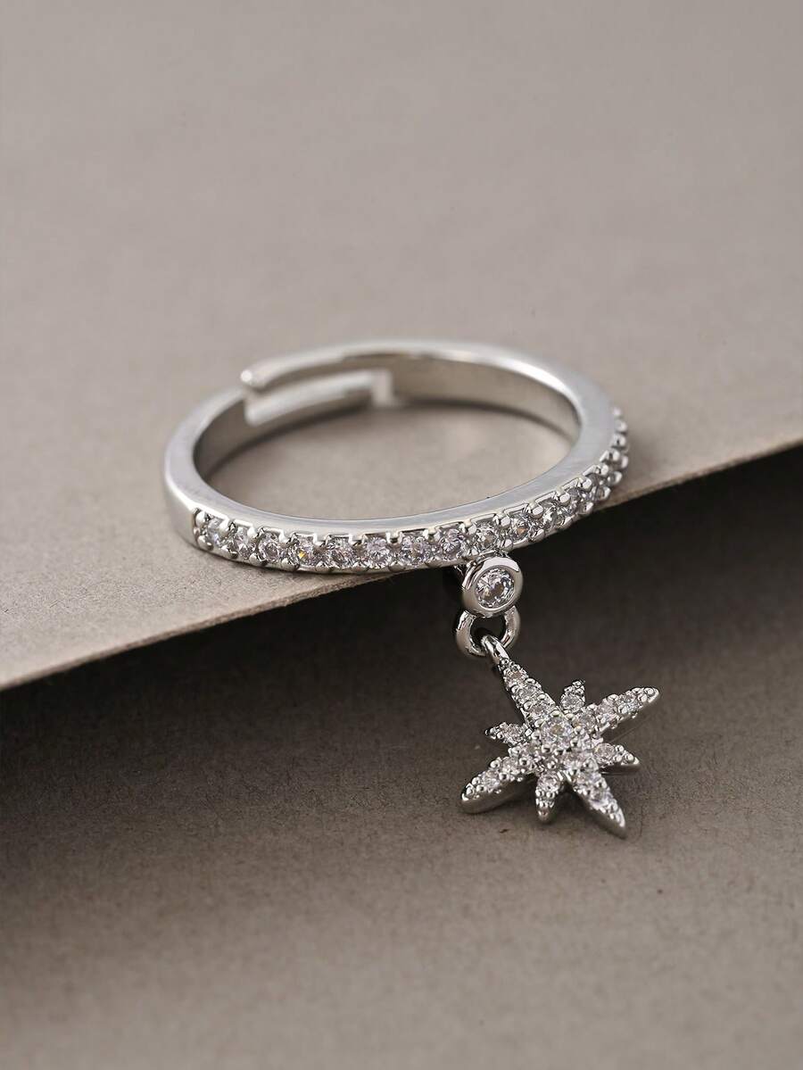 1pc Micro-Inlaid Zirconia Ring, Suitable For Women's Daily, Dating, Vacation, Wedding Wear
