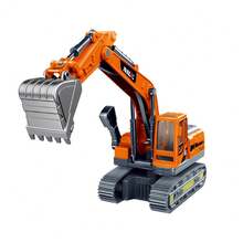 1pc Alloy Die-Cast Excavator Toy, Realistic Simulation Construction Vehicle Machinery Model, Movable Arm Crawler Digger, Durable Mini Children's Building Toy, Cute Christmas, Halloween And New Year Gift Suitable For Boys And Toddlers - Multicolor - View 3