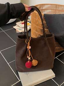 Bolso de hombro de color contrastante de moda, versátil para el transporte - Café integral - Ver 10