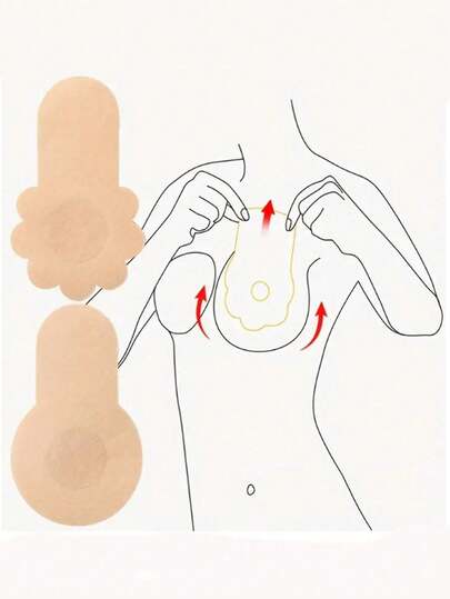 10片装隐形透气乳贴，纯色涤纶无纺布文胸配件，女士粘性乳贴，适用于婚纱、运动、跑步 - 防止摩擦，低致敏性