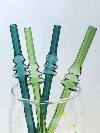 1/5/10 st sugrör i glas med kreativ design, hög borosilikatfärg, icke-engångs, värmebeständigt kaffedryckstub, återanvändbar. Lämplig för badrum, restauranger, familjesammankomster, vänträffar, ramadanfestivaler, alla hjärtans dag och andra olika sammankomster och festivalevenemang.