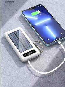 Cargador solar de 20000 mAh, batería externa portátil para teléfono, con puerto USB dual QC3.0, ideal para todo tipo de celulares y dispositivos electrónicos. - Multicolor - Ver 6
