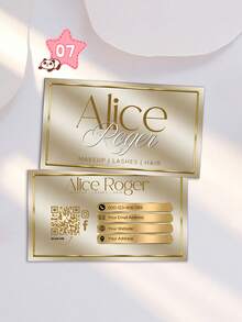 1pc Customized Champagne Gold Business Card Template, Luxury Card, Makeup Artist Card, DIY Canva Card, Eyelash Extension Branding, Elegant Design, Customizable Photo & Info Gold Social Card, Double-Sided Printing, Personalized QR Code, Personalized Gift, Customized Christmas Gift, Customized Accessories, Christmas - Multicolor - View 14