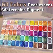 60 Colors Pearl Watercolor Pigment, Dyes, Pearlescent, Metallic, Shimmer, Glitter, Starry Solid Paint Mini Travel Portable Art Kit For Painting, Writing, Drawing, Lightweight, DIY Supplies For Beginners, Artist, Adults, Students, Professionals - 60 màu - Xem 9