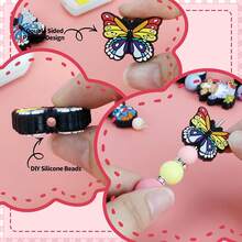 2/4/6/8颗装多款蝴蝶硅胶珠，DIY手链、项链、钥匙扣硅胶珠套装，DIY笔装饰钥匙扣彩色硅胶珠套装 - 彩色 - 查看 7