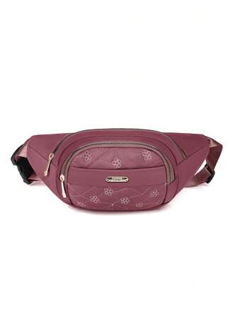 1pc New Solid Color Nylon Waterproof Zipper Closure Casual Waist Bag, Multi-Pocket Unisex Shoulder Crossbody Bag Suitable For Daily Commute, Cycling, Business