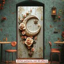 2D Polyester Ramadan Door Banner 1pc Exquisite Crescent - Shaped Wall Decor With Roses And Golden Embellishments Eid Al-Fitr Photo Props And Supplies, Suitable For Muslim Ramadan And Eid Al-Adha Celebrations, Islamic-Themed Holiday Decorations - 1pcs - View 7